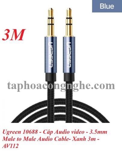 Ugreen 10688 3M màu Xanh Cáp âm thanh 2 đầu 3.5mm dương AV112 30010688